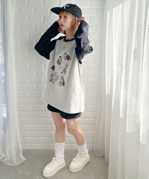 √nuage(ルートニュアージュ)の「メニーキャットオーバーラグランロンT(Tシャツ/カットソー・レディース・グレー・FREE)」の9枚目の写真