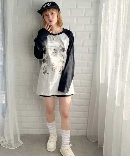 √nuage(ルートニュアージュ)の「メニーキャットオーバーラグランロンT(Tシャツ/カットソー・レディース・グレー・FREE)」の10枚目の写真