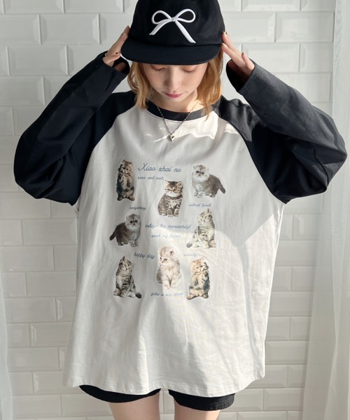 √nuage(ルートニュアージュ)の「メニーキャットオーバーラグランロンT(Tシャツ/カットソー・レディース・グレー・FREE)」の11枚目の写真