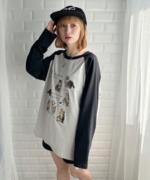 √nuage(ルートニュアージュ)の「メニーキャットオーバーラグランロンT(Tシャツ/カットソー・レディース・グレー・FREE)」の12枚目の写真