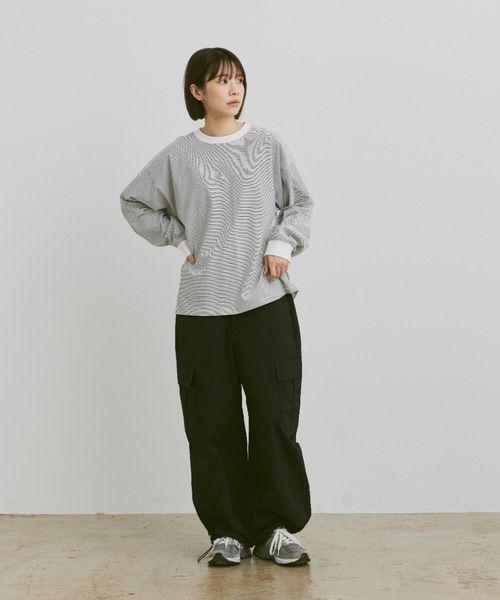 Tシャツ・カットソー [FRECKLE] loose cutting tee Loose micro border long tee / ルーズマイクロボーダーロンT（T