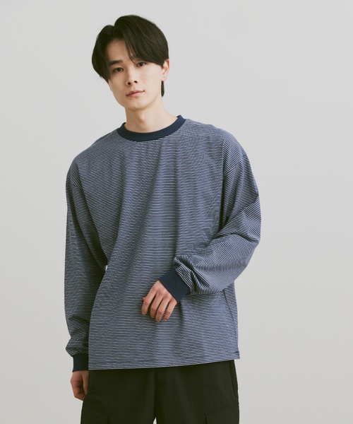 Tシャツ・カットソー [FRECKLE] loose cutting tee Loose micro border long tee / ルーズマイクロボーダーロンT（T