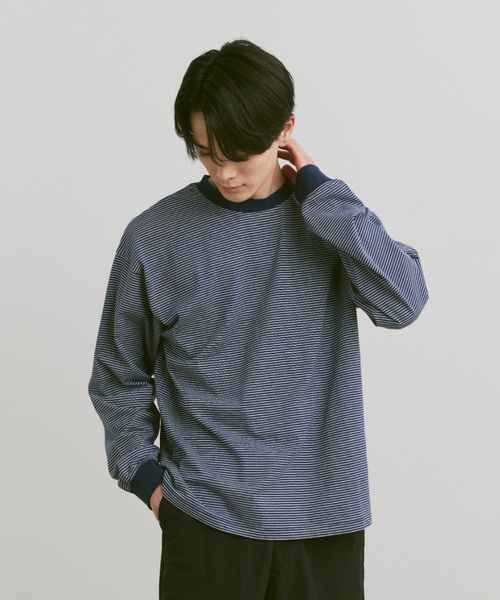 flaner（フラネ）の「Loose micro border long tee / ルーズマイクロボーダーロンT（Tシャツ/カットソー・レディース・ホワイト/ネイビー・LARGE/MEDIUM）」の22枚目の写真