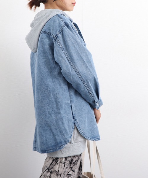 Miniministore(ミニミニストア)の「フード付き デニムジャケットレディース(デニムジャケット・レディース・サックスブルー・M/XL/L)」の10枚目の写真