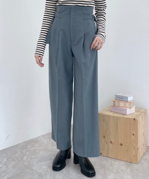 mysty woman（ミスティウーマン）の「サイドベルトストレートパンツ2 101959（その他パンツ・レディース・ブルー系その他/ベージュ/ブラウン・FREE）」の5枚目の写真