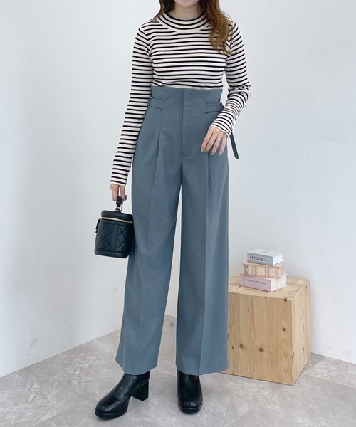 mysty woman（ミスティウーマン）の「サイドベルトストレートパンツ2 101959（その他パンツ・レディース・ブルー系その他/ベージュ/ブラウン・FREE）」の7枚目の写真