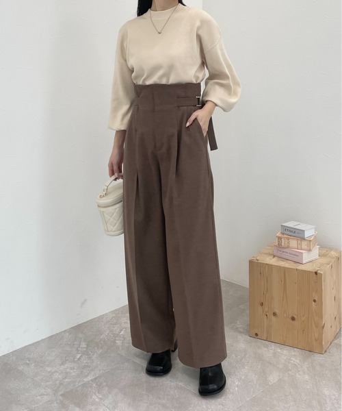 mysty woman（ミスティウーマン）の「サイドベルトストレートパンツ2 101959（その他パンツ・レディース・ブルー系その他/ベージュ/ブラウン・FREE）」の8枚目の写真