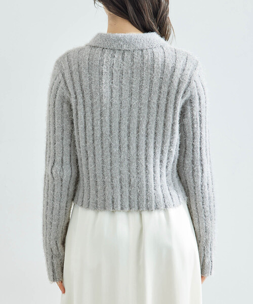 ROPE' PICNIC（ロペピクニック）の「【一部店舗限定】ラメフェザー衿付ジップカーディガン（カーディガン/ボレロ・レディース・チャコールグレー/グレー/キナリ・38）」の10枚目の写真