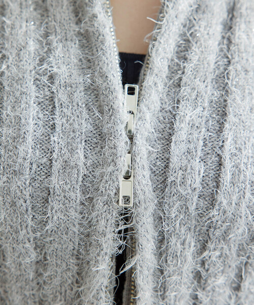 ROPE' PICNIC（ロペピクニック）の「【一部店舗限定】ラメフェザー衿付ジップカーディガン（カーディガン/ボレロ・レディース・チャコールグレー/グレー/キナリ・38）」の14枚目の写真