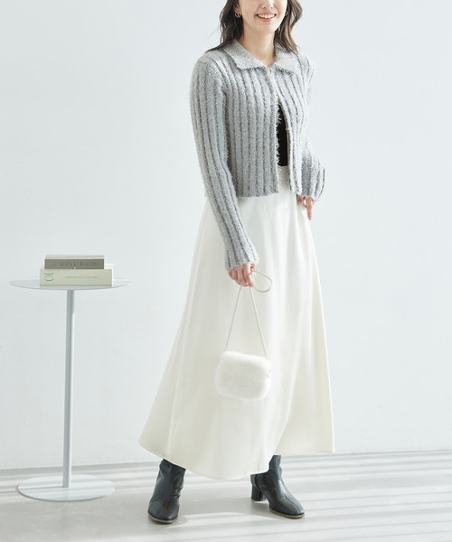 ROPE' PICNIC（ロペピクニック）の「【一部店舗限定】ラメフェザー衿付ジップカーディガン（カーディガン/ボレロ・レディース・チャコールグレー/グレー/キナリ・38）」の16枚目の写真