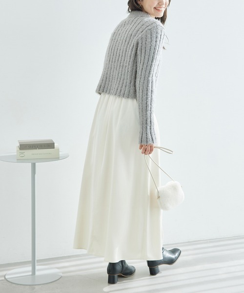 ROPE' PICNIC（ロペピクニック）の「【一部店舗限定】ラメフェザー衿付ジップカーディガン（カーディガン/ボレロ・レディース・チャコールグレー/グレー/キナリ・38）」の18枚目の写真