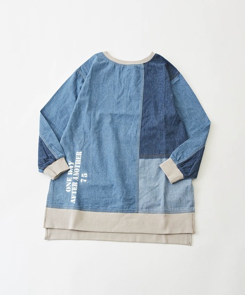 CUBE SUGAR（キューブシュガー）の「6.5オンスデニムボートネックチュニック（チュニック・レディース・ブルー系/ネイビー系・M）」の14枚目の写真