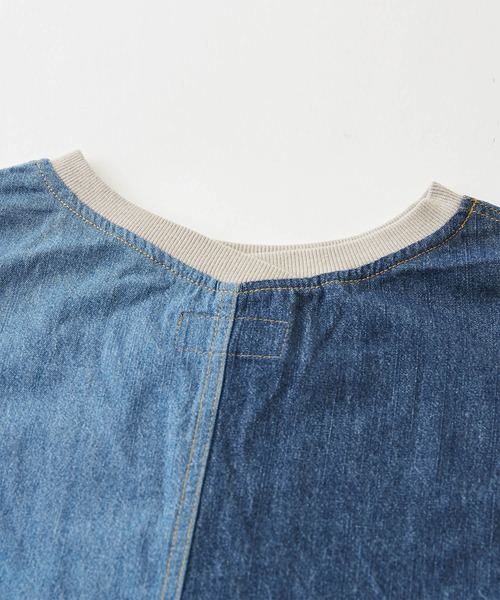CUBE SUGAR（キューブシュガー）の「6.5オンスデニムボートネックチュニック（チュニック・レディース・ブルー系/ネイビー系・M）」の9枚目の写真