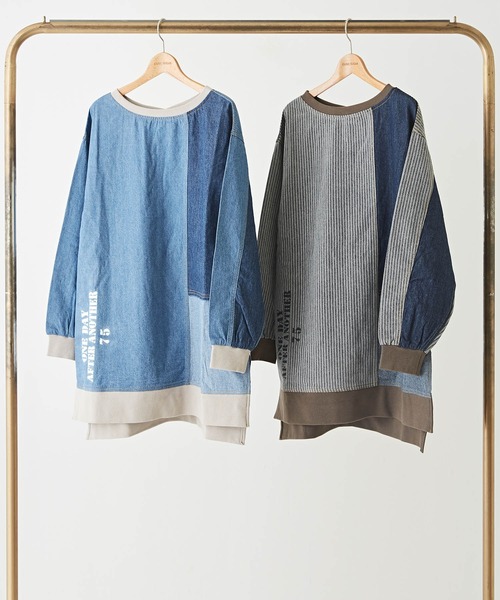 CUBE SUGAR（キューブシュガー）の「6.5オンスデニムボートネックチュニック（チュニック・レディース・ブルー系/ネイビー系・M）」の8枚目の写真