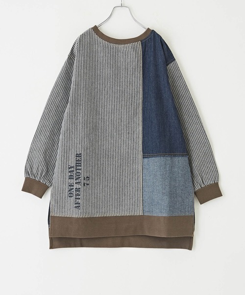 CUBE SUGAR（キューブシュガー）の「6.5オンスデニムボートネックチュニック（チュニック・レディース・ブルー系/ネイビー系・M）」の4枚目の写真