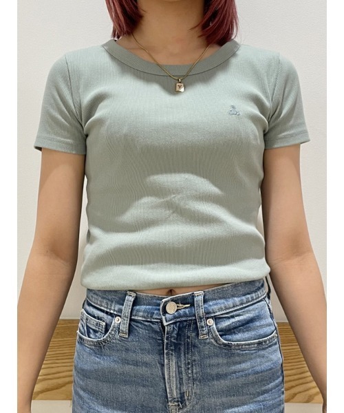 GAP(ギャップ)の「ブラナンベア リブ編み クルーネック Tシャツ(Tシャツ/カットソー・レディース・ベージュ/ホワイト/グリーン/ブラック/パープル/ピンク/ブルー・S/XS/M/L/XL/XXS)」の1枚目の写真
