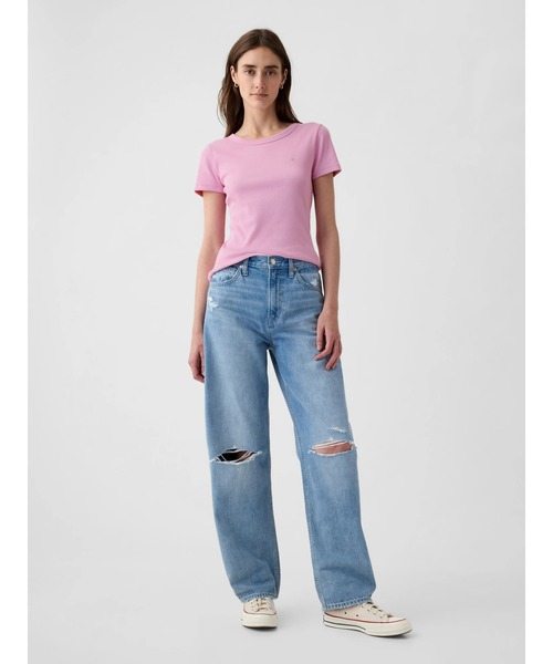 GAP(ギャップ)の「ブラナンベア リブ編み クルーネック Tシャツ(Tシャツ/カットソー・レディース・ベージュ/ホワイト/グリーン/ブラック/パープル/ピンク/ブルー・S/XS/M/L/XL/XXS)」の11枚目の写真