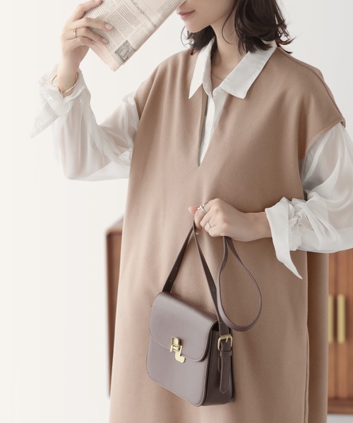 nouvellemoi（ヌーベルモイ）の「サイドスリットロングジャンパースカート（ジャンパースカート・レディース・ブラック/ベージュ/モカ/ブラウン・FREE）」の10枚目の写真