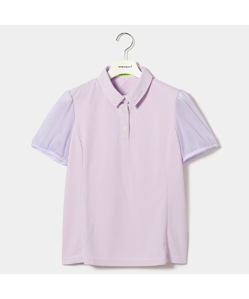 VIVA HEART(ビバハート)の「【VIVA HEART/GOLF】アイスタッチカノコシースルー半袖ポロ(ポロシャツ・レディース・オフホワイト/ブラック/ライトパープル/ネイビー・38/40/42)」の2枚目の写真
