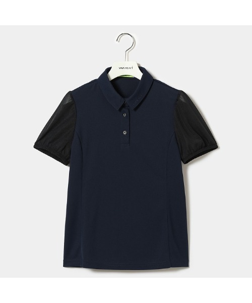 VIVA HEART(ビバハート)の「【VIVA HEART/GOLF】アイスタッチカノコシースルー半袖ポロ(ポロシャツ・レディース・オフホワイト/ブラック/ライトパープル/ネイビー・38/40/42)」の8枚目の写真