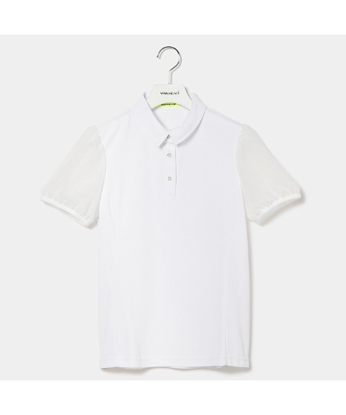 VIVA HEART(ビバハート)の「【VIVA HEART/GOLF】アイスタッチカノコシースルー半袖ポロ(ポロシャツ・レディース・オフホワイト/ブラック/ライトパープル/ネイビー・38/40/42)」の12枚目の写真