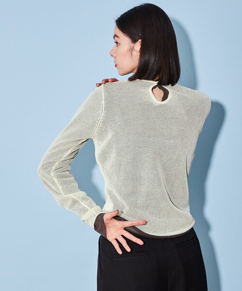 CITEN(シテン)の「<CITEN>キラキラ シアー レイヤードニット プルオーバー(ニット/セーター・レディース・ダークグレー/イエロー/ホワイト・FREE)」の13枚目の写真