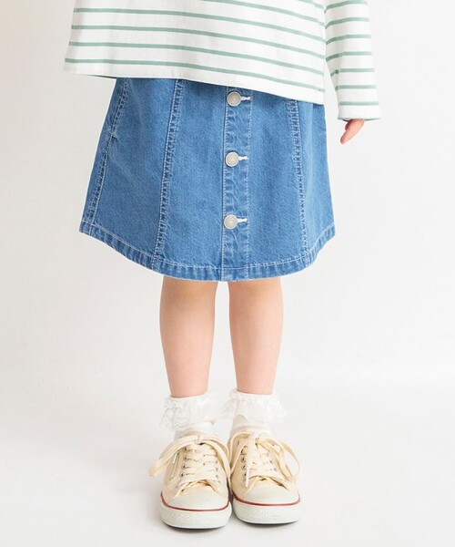 BRANSHES（ブランシェス）の「デニムスカート（デニムスカート・キッズ・オフホワイト/ブルー・110/100/90/150/120/130/140）」の2枚目の写真