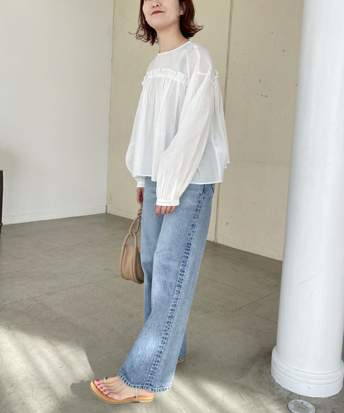 Spick & Span（スピックアンドスパン）の「ギャザーボリュームクロップドブラウス（シャツ/ブラウス・レディース・ブラック/ホワイト/オレンジ・FREE）」の15枚目の写真