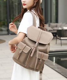 florist | 【A4収納可・軽量】レザーMIXフラップデザインリュックサック/バックパック(バックパック/リュック)