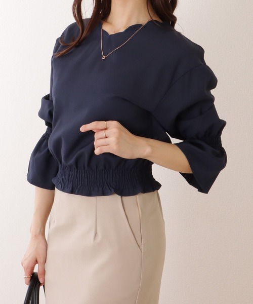 Lace Ladies(レースレディース)の「キャンディスリーブ 2WAY スカラップ ギャザー ブラウス(シャツ/ブラウス・レディース・ホワイト/ネイビー/ブルーグレー/ブラック・S/FREE)」の10枚目の写真