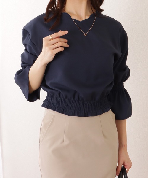 Lace Ladies(レースレディース)の「キャンディスリーブ 2WAY スカラップ ギャザー ブラウス(シャツ/ブラウス・レディース・ホワイト/ネイビー/ブルーグレー/ブラック・S/FREE)」の13枚目の写真