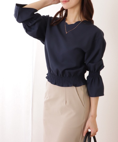Lace Ladies(レースレディース)の「キャンディスリーブ 2WAY スカラップ ギャザー ブラウス(シャツ/ブラウス・レディース・ホワイト/ネイビー/ブルーグレー/ブラック・S/FREE)」の14枚目の写真