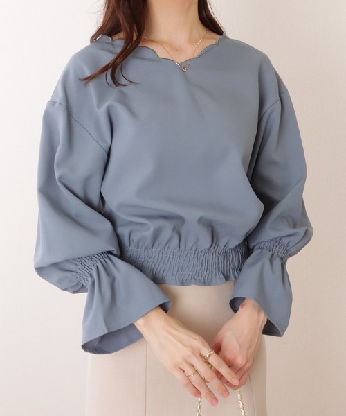 Lace Ladies(レースレディース)の「キャンディスリーブ 2WAY スカラップ ギャザー ブラウス(シャツ/ブラウス・レディース・ホワイト/ネイビー/ブルーグレー/ブラック・S/FREE)」の15枚目の写真