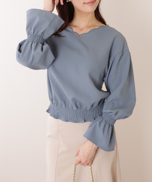 Lace Ladies(レースレディース)の「キャンディスリーブ 2WAY スカラップ ギャザー ブラウス(シャツ/ブラウス・レディース・ホワイト/ネイビー/ブルーグレー/ブラック・S/FREE)」の17枚目の写真