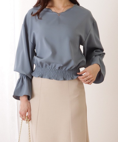 Lace Ladies(レースレディース)の「キャンディスリーブ 2WAY スカラップ ギャザー ブラウス(シャツ/ブラウス・レディース・ホワイト/ネイビー/ブルーグレー/ブラック・S/FREE)」の18枚目の写真