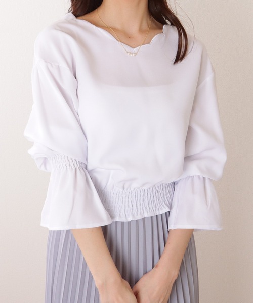 Lace Ladies(レースレディース)の「キャンディスリーブ 2WAY スカラップ ギャザー ブラウス(シャツ/ブラウス・レディース・ホワイト/ネイビー/ブルーグレー/ブラック・S/FREE)」の20枚目の写真