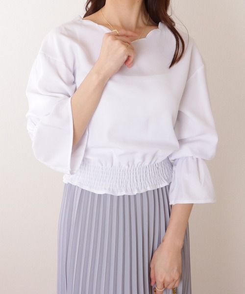 Lace Ladies(レースレディース)の「キャンディスリーブ 2WAY スカラップ ギャザー ブラウス(シャツ/ブラウス・レディース・ホワイト/ネイビー/ブルーグレー/ブラック・S/FREE)」の22枚目の写真