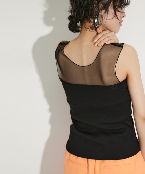 ADAM ET ROPE'（アダムエロペ）の「チュール切り替えタンクトップ（タンクトップ・レディース・ブラック/ホワイト/グレー・FREE）」の3枚目の写真