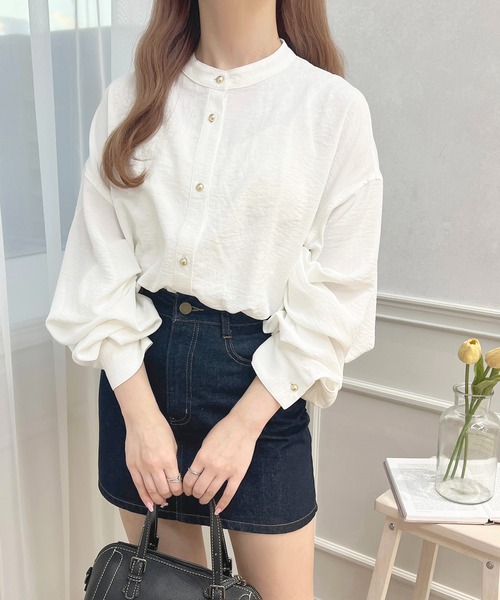 apres jour(アプレジュール)の「袖ボリュームバンドカラーシャツ【ZOZOTOWN限定アイテム】(シャツ/ブラウス・レディース・オフホワイト/ライトブルー/ブラック/ライトイエロー・フリー/X-LARGE)」の1枚目の写真