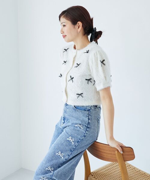 MAJESTIC LEGON（マジェスティックレゴン）の「ふわふわリボントップス（その他トップス・レディース・ピンク/ブラック/アイボリー・MEDIUM）」の10枚目の写真