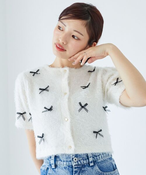 MAJESTIC LEGON（マジェスティックレゴン）の「ふわふわリボントップス（その他トップス・レディース・ピンク/ブラック/アイボリー・MEDIUM）」の11枚目の写真