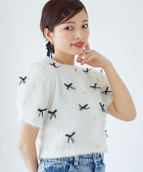 MAJESTIC LEGON（マジェスティックレゴン）の「ふわふわリボントップス（その他トップス・レディース・ピンク/ブラック/アイボリー・MEDIUM）」の12枚目の写真