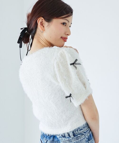 MAJESTIC LEGON（マジェスティックレゴン）の「ふわふわリボントップス（その他トップス・レディース・ピンク/ブラック/アイボリー・MEDIUM）」の14枚目の写真