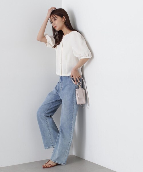 N.（N. Natural Beauty Basic）（エヌエヌナチュラルビューティーベーシック）の「◆ふくれジャガードパフスリーブブラウス（シャツ/ブラウス・レディース・ブラック/オフホワイト/パープル・MEDIUM）」の18枚目の写真