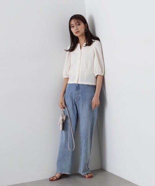 N.（N. Natural Beauty Basic）（エヌエヌナチュラルビューティーベーシック）の「◆ふくれジャガードパフスリーブブラウス（シャツ/ブラウス・レディース・ブラック/オフホワイト/パープル・MEDIUM）」の19枚目の写真