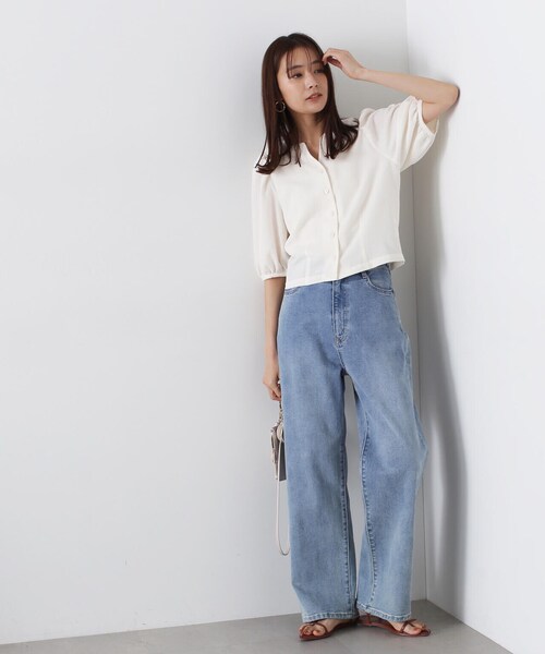 N.（N. Natural Beauty Basic）（エヌエヌナチュラルビューティーベーシック）の「◆ふくれジャガードパフスリーブブラウス（シャツ/ブラウス・レディース・ブラック/オフホワイト/パープル・MEDIUM）」の20枚目の写真