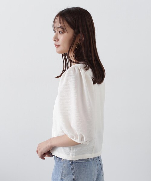 N.（N. Natural Beauty Basic）（エヌエヌナチュラルビューティーベーシック）の「◆ふくれジャガードパフスリーブブラウス（シャツ/ブラウス・レディース・ブラック/オフホワイト/パープル・MEDIUM）」の22枚目の写真