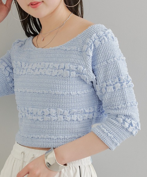 Chico（チコ）の「カットレース5分袖チビT（Tシャツ/カットソー・レディース・ホワイト/ライム/ブルー/ブラック・FREE）」の20枚目の写真