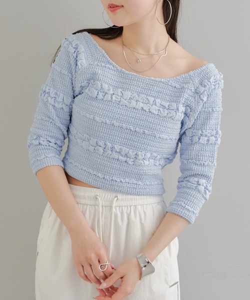 Chico（チコ）の「カットレース5分袖チビT（Tシャツ/カットソー・レディース・ホワイト/ライム/ブルー/ブラック・FREE）」の21枚目の写真