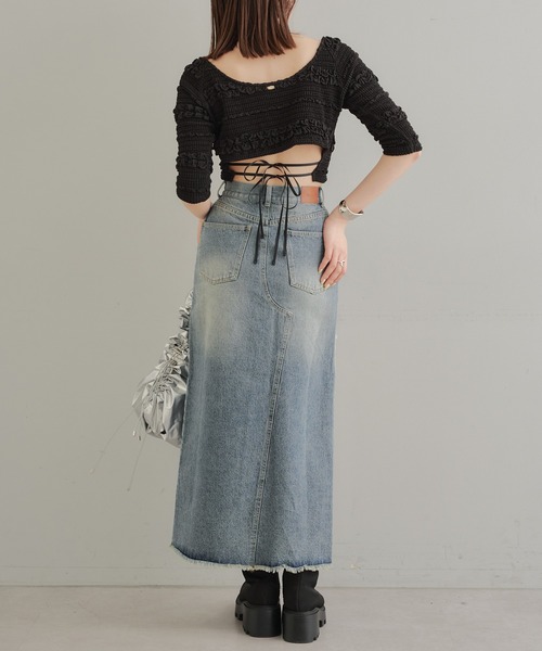 Chico（チコ）の「カットレース5分袖チビT（Tシャツ/カットソー・レディース・ホワイト/ライム/ブルー/ブラック・FREE）」の6枚目の写真